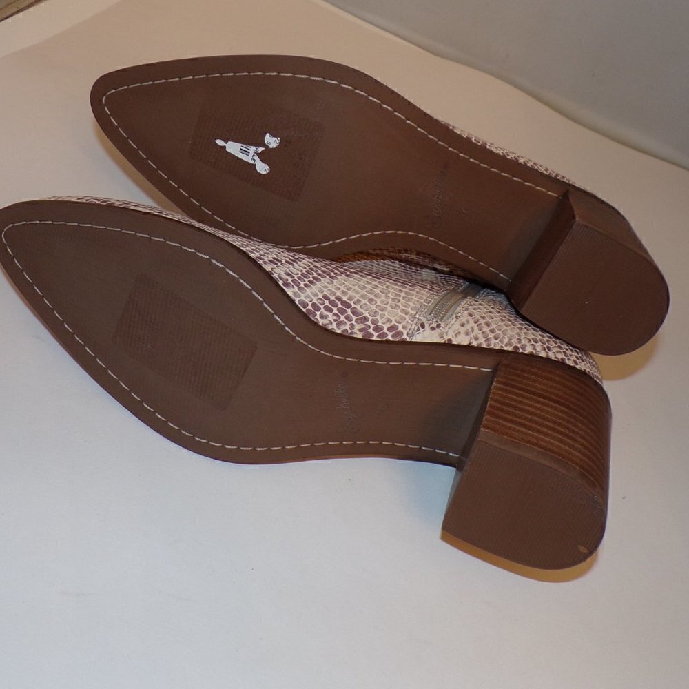 SEYCHELLES Anthropologie Occasion Snake‎ Print Beige Leather Bootie sz 10… - Picture 6 of 6